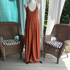 HALARA Orange Sleeveless Resort Jumpsuit